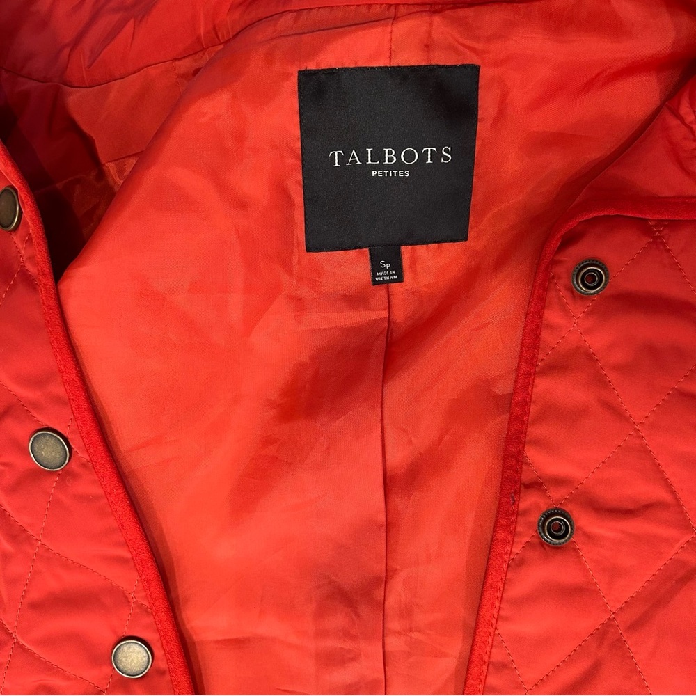 Talbots Quilted Vest Sleeveless Pockets Snap Front Rust Orange Size S Petite - Picture 8 of 9